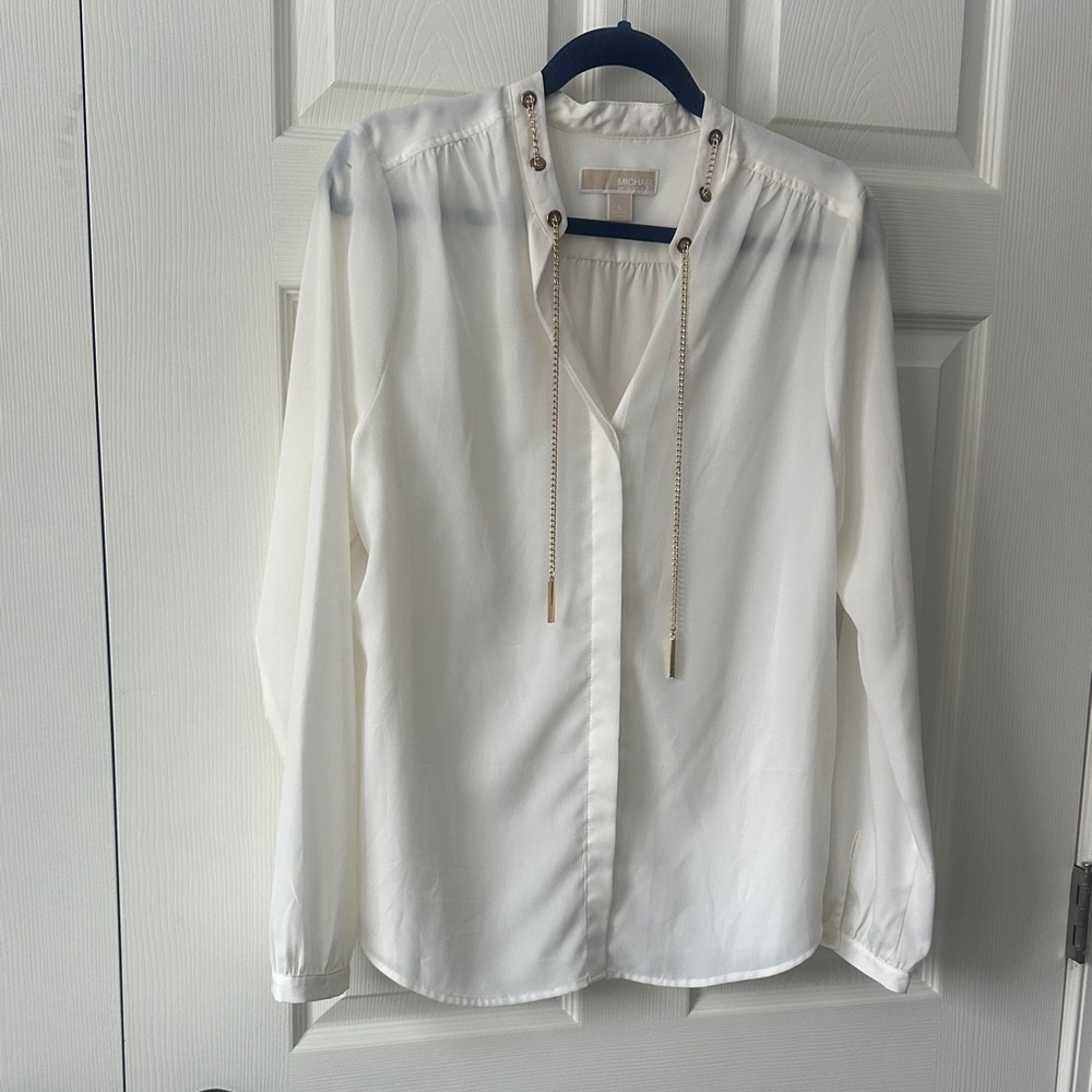 Elegant cream Blouse with Gold Accents